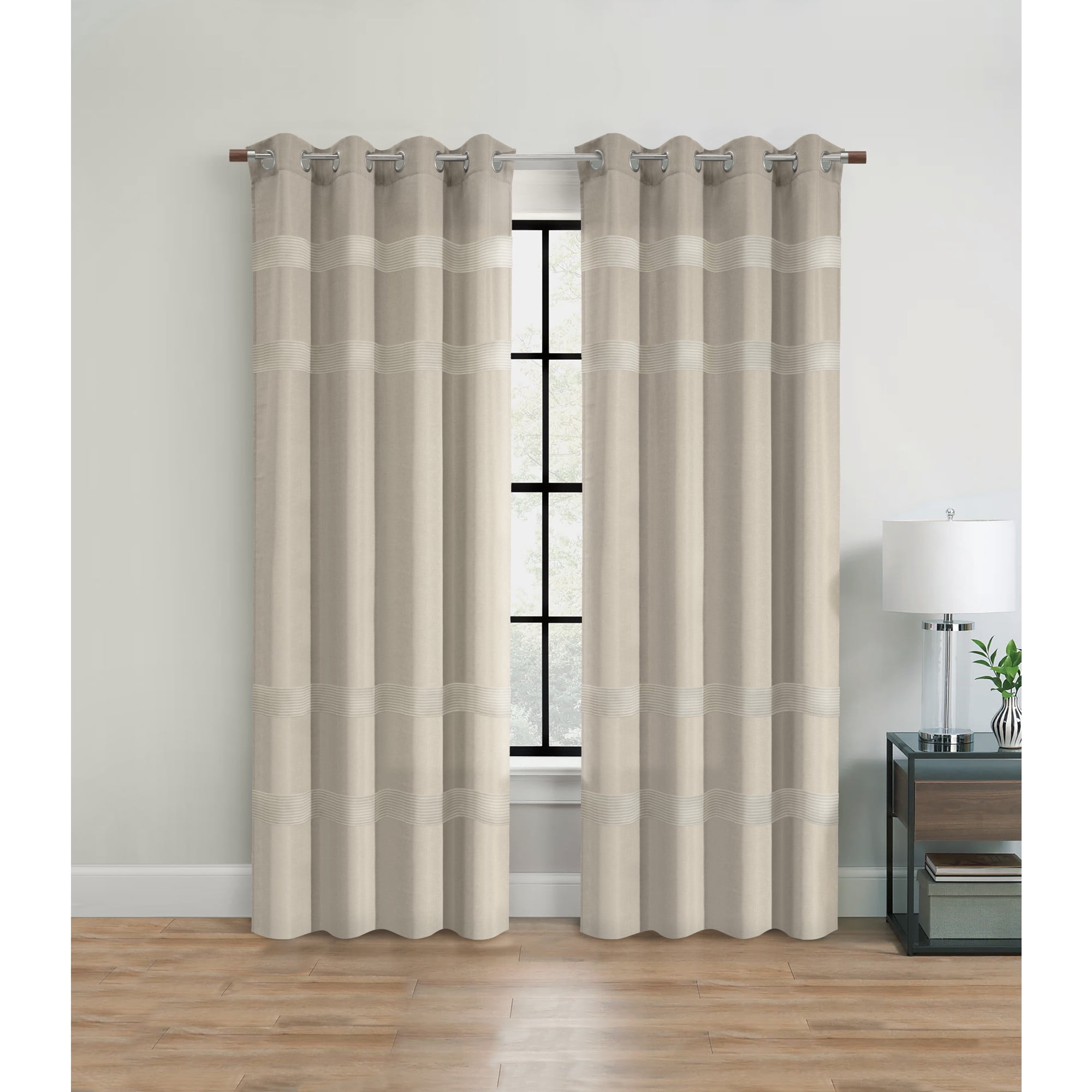 Loft Living Penny Light Filtering Grommet Indoor Curtain 52 x 63 in Taupe