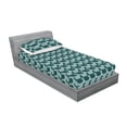 thumbnail image 2 of Contemporary Fitted Sheet & Pillow Sham Set, Abstract Style Wave Depiction Ocean and Sea Repeated Pattern, Decorative Printed 2 Piece Bedding Decor, Twinxl, Hunter Green and Cadet Blue, by Ambesonne, 2 of 2