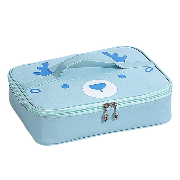 Yulu Has You Comida Tela Oxford Dibujos Animados Almuerzo Comida Portátil Almuerzo Portátil Al Aire Libre Refrigerada (estilo Plano Azul)
