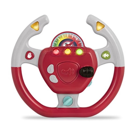 battat - geared to steer interactive driving wheel - portable pretend play toy steering wheel for kids 2 years