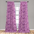 thumbnail image 5 of Ambesonne Tropical Curtains, Hawaiian Flower Silhouette, Pair of 28"x95", Dark Magenta and Soft Pink, 5 of 5