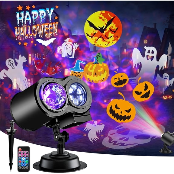 Morfone Halloween Projector Lights Outdoor, 2-in-1 HD Holiday Projector with Remote Control, Waterproof Halloween Decorations for Yard Party