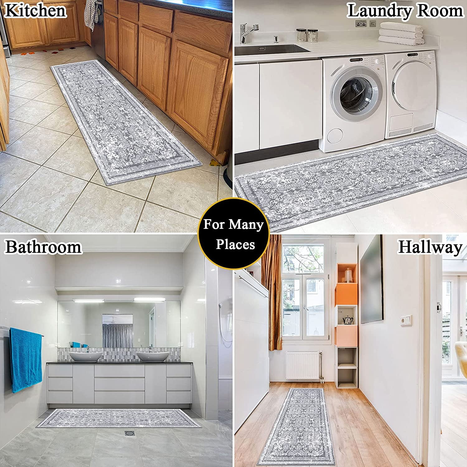 Ileading 2' x 6' Boho Runner Rug, Non Slip Washable Shaggy Soft Carpet Area Rug for Hallways Entryway Bedroom