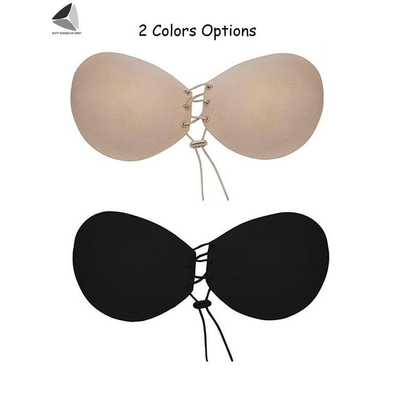 PULLIMORE Push Up Adhesive Bra Reusable Backless Sticky Bras for