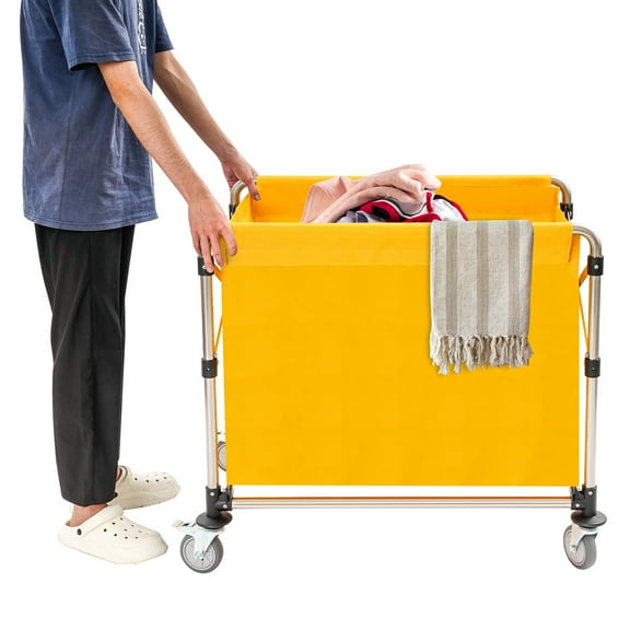 Commercial Laundry Cart, Laundry Cart with Wheels, Folding Laundry Cart 87*52*78cm/ 34.25*20.47*30.7in Apartments, Homes, Hospitals, Laundries