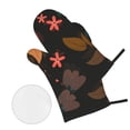 thumbnail image 3 of YFYANG Oven Mitts and Pot Holders Sets 4 Pieces, Non-Slip Heat Resistant Flower and Leaf Pattern Kitchen Glove Pot Mat for Cooking and Baking, 3 of 8