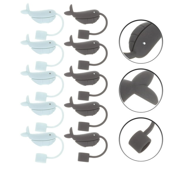 LOLIPPYY Straw Cover Toppers Drinking Straw Caps Blue 10pcs Party Supplies