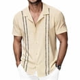 thumbnail image 2 of Kukoosong Men's Vintage Bowling Beach Shirt Striped Print Short Sleeve Collared Button-Up for Summer Office, Retro and Stylish Shirts for Men, 2 of 7