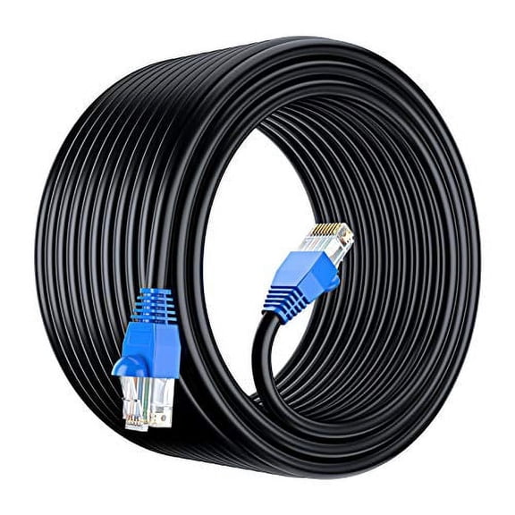 Maximm Cat6 Outdoor Cable 250 Feet - Black - Solid Copper 550Mhz, Waterproof Ethernet Cable Suitable For Direct Burial Installations. Electronic_Cable