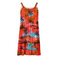 thumbnail image 2 of DDAPJ pyju Summer Dresses for Women Boho Floral Printed Sundresses Flowy Beach Vacation Dresses Casual Pleated Knee Length Sleeveless Tank Dress Deals of Today Z-Red M, 2 of 5
