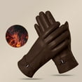 thumbnail image 2 of Fgnfyis Ladies 2024 Autumn Winter Solid Color Versatile Windproof Thick Cold Leather Gloves Mittens Brown L, 2 of 4