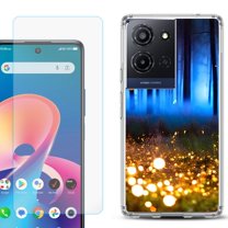 For TCL K32 5G Protective Shockproof Phone Case with Tempered Glass Screen Protector, by OneToughShield - Fireflies