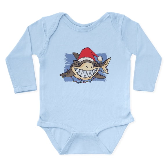 CafePress - Christmas Shark Body Suit - Long Sleeve Cotton Baby Bodysuit