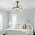 thumbnail image 6 of HOOMEDELIER 48" Crystal Ceiling Fan with Light, Retractable 4 Blades Chandelier Fan with Remote , Dimmable Chandelier for Indoor, 6 of 14
