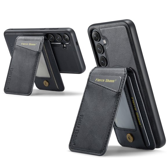 Compatible with Magsafe Magnetic 2 in 1 Detachable Wallet Case with Card Holder for Samsung Galaxy S24 Plus, for Women Men, PU Leather Flip Kickstand Credit Slots for Samsung Galaxy S24 Plus, Black