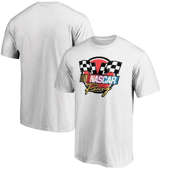 Men's White NASCAR 90s Racing Badge T-Shirt