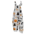 thumbnail image 2 of Halloween Overalls for Women Floral Print Linen Jumpsuit Wide Leg Spaghetti strap Rompers Pants with pockets, 2 of 7