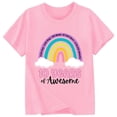 thumbnail image 3 of Rhuody Tops For Girls Round Neck Tee Short Sleeve T Shirt Rainbow Prints Tops Basic Summer Wear 3-4 Years Pink2, 3 of 3