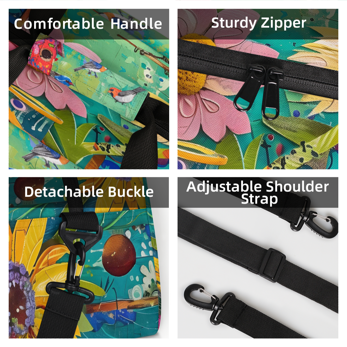 Herdesigns Sports Duffle Bags Travel Duffle Bag Gym Bag Colorful Birdhouses Garden Birds Weekender Travel Bag Waterproof Overnight Bag Carry On Travel Tote Bag Dance Bags