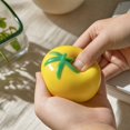 thumbnail image 3 of Realistic Tomato Squishy Toy, Yellow Tomato Shaped Stress Ball with Green Stem, Soft Slow Rising Fidget Toy, Anxiety Relief Stress Relief Sensory Toy for Kids Adults, Desk Decor Gift, 3 of 5
