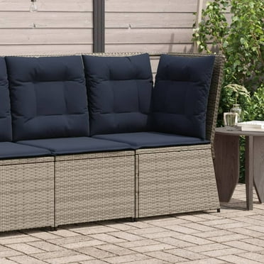 vidaXL Patio Sofa Corner with Cushions Gray Poly Rattan
