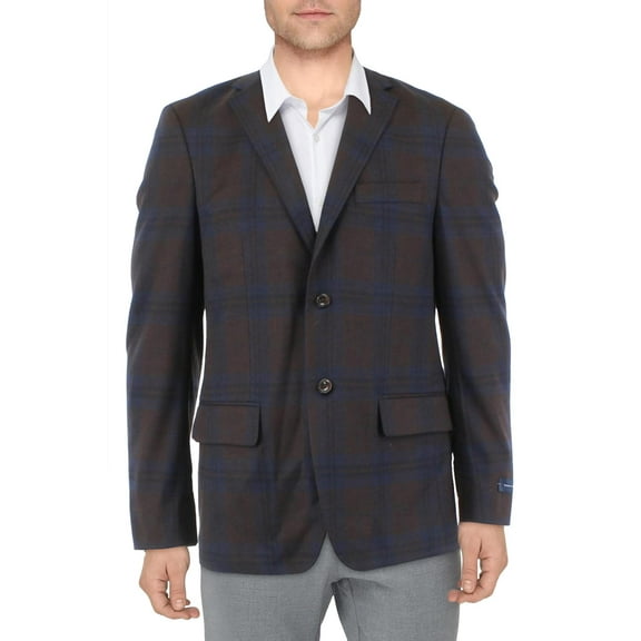 Tommy Hilfiger Mens Plaid Modern Fit Two-Button Blazer
