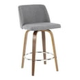thumbnail image 2 of Toriano Mid-Century Modern Counter Stool in Walnut and Grey Fabric by LumiSource - Set of 2, 2 of 5