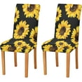 thumbnail image 2 of Dining Chair Covers Black Sunflower Chair Slipcovers Washable Removable Chair Cover Protector for Home, Restaurant, Hotel Chocolate, Ceremony, Banquet Wedding Party 4PCS, 2 of 6