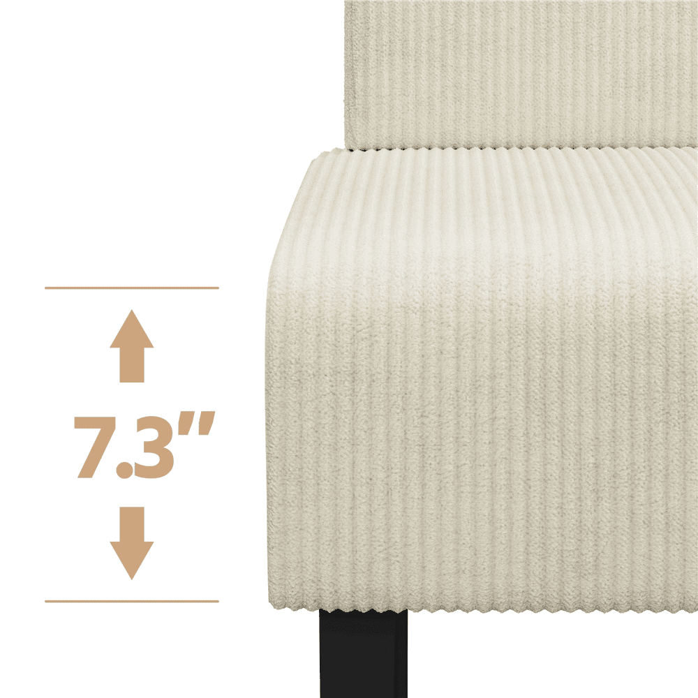 Renwick Corduroy Armless Loveseat with Strong Rubberwood Legs & USB Ports for Small Spaces, Beige