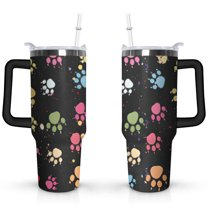 Personalized Dog Lover Gift Idea - 40oz Insulated Tumbler with Straw for Women - Non-Slip Handle Coffee Travel Cup