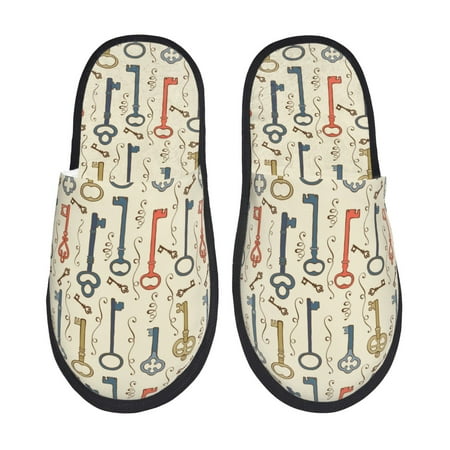 

Yiaed Vintage Keys1 Print Unisex House Slippers Slip on Warm Shoes Indoor Outdoor with Anti-slip sole-Medium