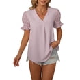 thumbnail image 1 of Txlixc, camisas de gasa salvaje a la moda para mujer, blusas sueltas informales de verano de manga corta con lunares suizos de Color sólido Txlixc Moda, 1 of 4