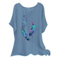 thumbnail image 1 of Gibobby Playera de Manga Corta con Cuello Redondo Verano mujer manga corta cuello redondo flor camiseta Top Casual Slim camisas camiseta blusa(Azul,CH), 1 of 5
