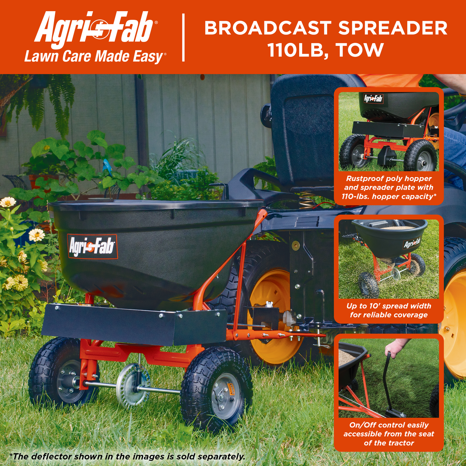 Agri-Fab 110 lb. Tow-Behind Broadcast Spreader Model # 45-0527