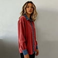 thumbnail image 3 of Women's Corduroy Jacket Casual Button Down Denim Patchwork Long Sleeve Turndown Collar Distressed Jean Coat, 3 of 7