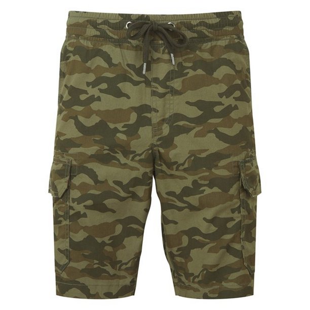 Wombat - Pantalón Corto Multibolsillos Diseño Camuflaje para Hombre (Verde)
