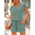 thumbnail image 2 of Gleelaud New Summer Women's 2-Piece Set V-Neck Button Top & Pocketed Drawstring Shorts for Home & Outdoor, 2 of 6