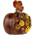 thumbnail image 4 of Northlight LED Lighted Solar Powered Floral Fall Harvest Pumpkin Outdoor Decoration - 8", 4 of 7