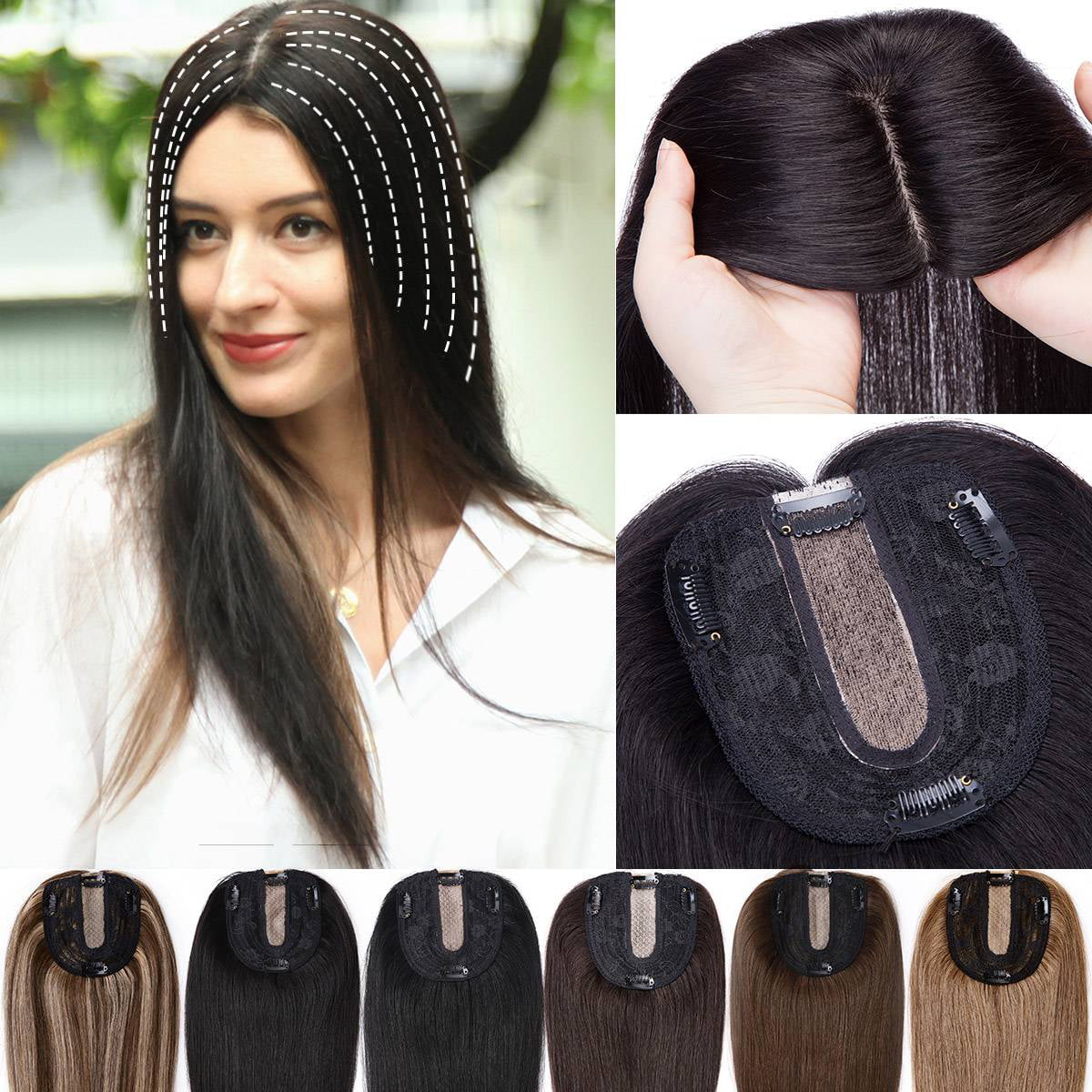 SEGO Human Hair Toppers Hair Pieces for Women with Thinning Hair Clip