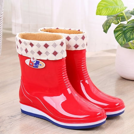 

Cathalem Bouts for Men Rain Boots For Women Adults Medium Rain Boots Fashionable Water Boots Cotton Padded Vegan Snow Boots Women Red 6.50