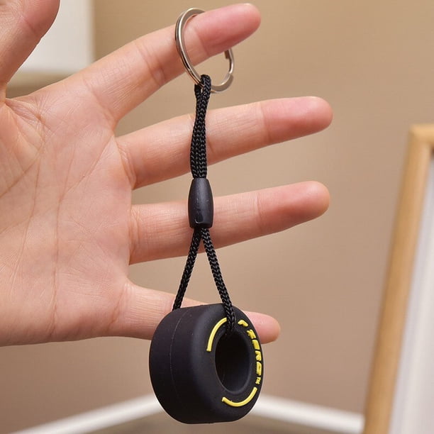LLavero de neumático F1 para hombre y mujer, anillo de llaveros de dibujos animados, bolsas de coche, Mini neumáticos de goma, llaveros de rueda de Moto, accesorios de llaves Kawaii
