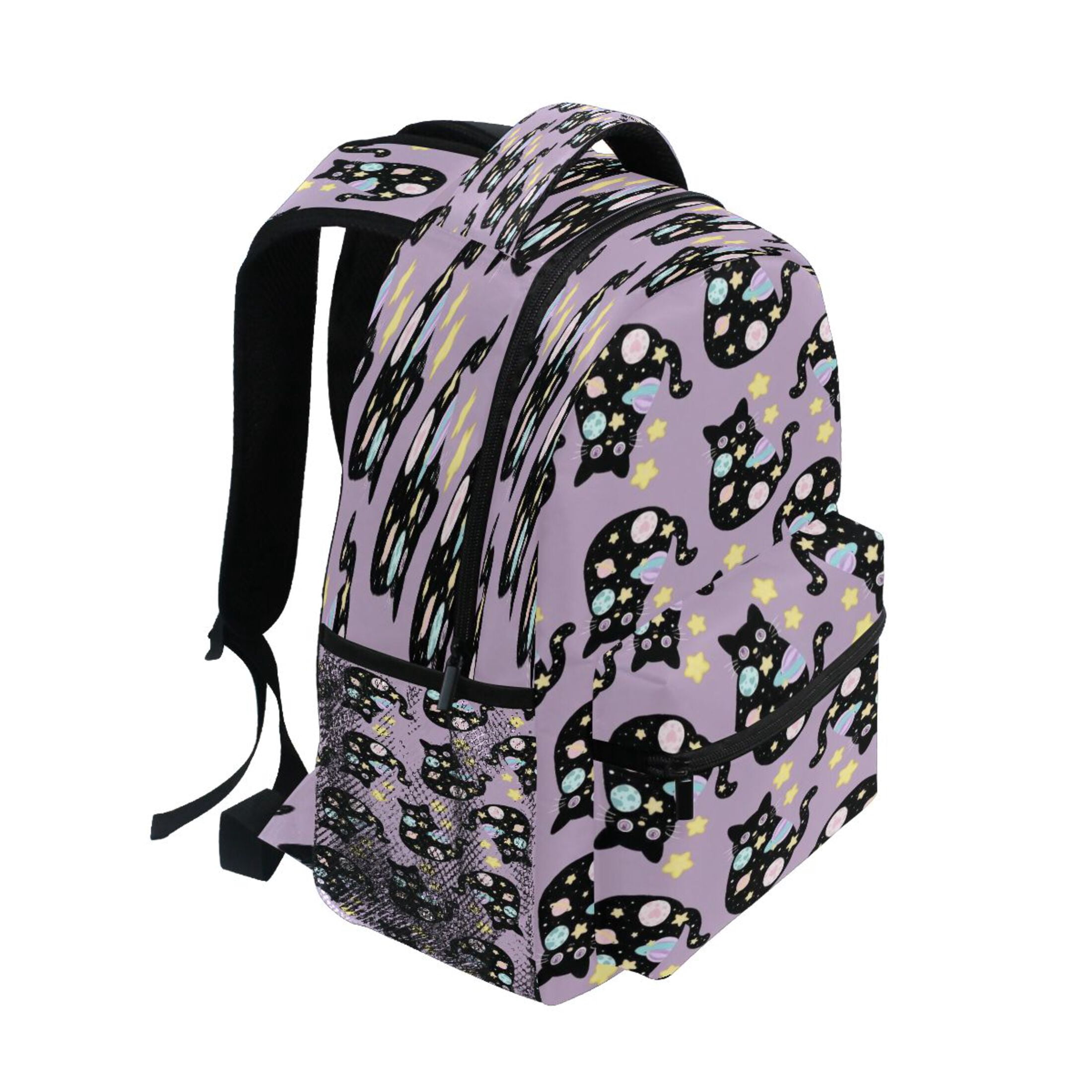 DIXRUYEE Backpack Schoolbag Cats with Spots on Purple Pattern 15L/18L 2-SIZE