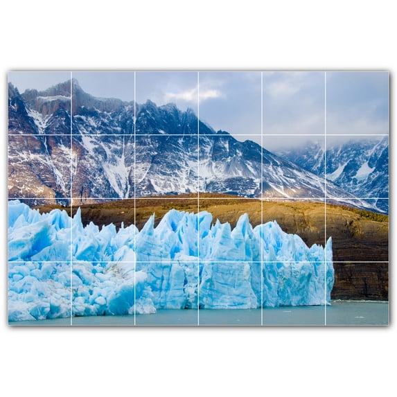 Picture-Tiles.com: Glacier Ceramic Tile Wall Mural WAL500735-64L. 48"W x 32"H using (24) 8" x 8" Ceramic Tiles-Satin Finish