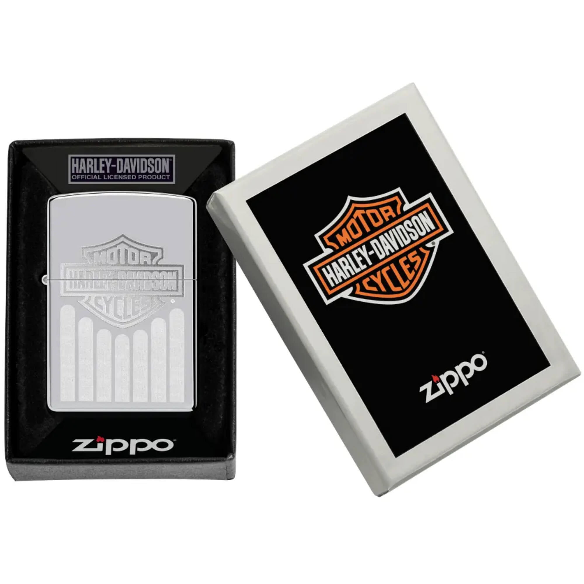 Zippo 48993 Harley Davidson Logo Brushed Chrome Windproof Lighter