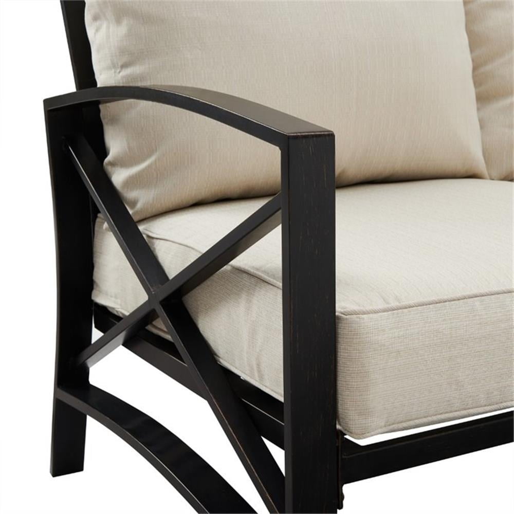 Crosley Furniture Kaplan Oil Rubbed Bronze/Oatmeal 3 Piece Outdoor Conversation Set with Fire Table