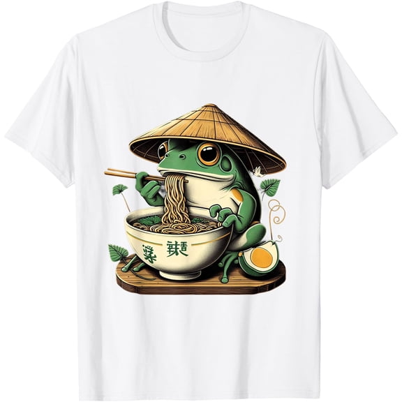Frog Eating Ramen Kawaii Neko Japanese Noodles Anime Lovers Unisex T-Shirt for Men Women Kids