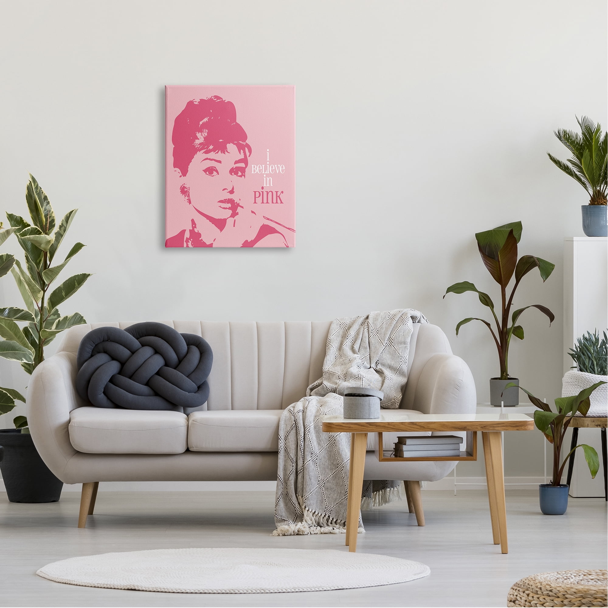 Stupell Believe In Pink Audrey Hepburn Actress Text Design Canvas Wall Art, 24 x 30, Design by Ioana Horvat