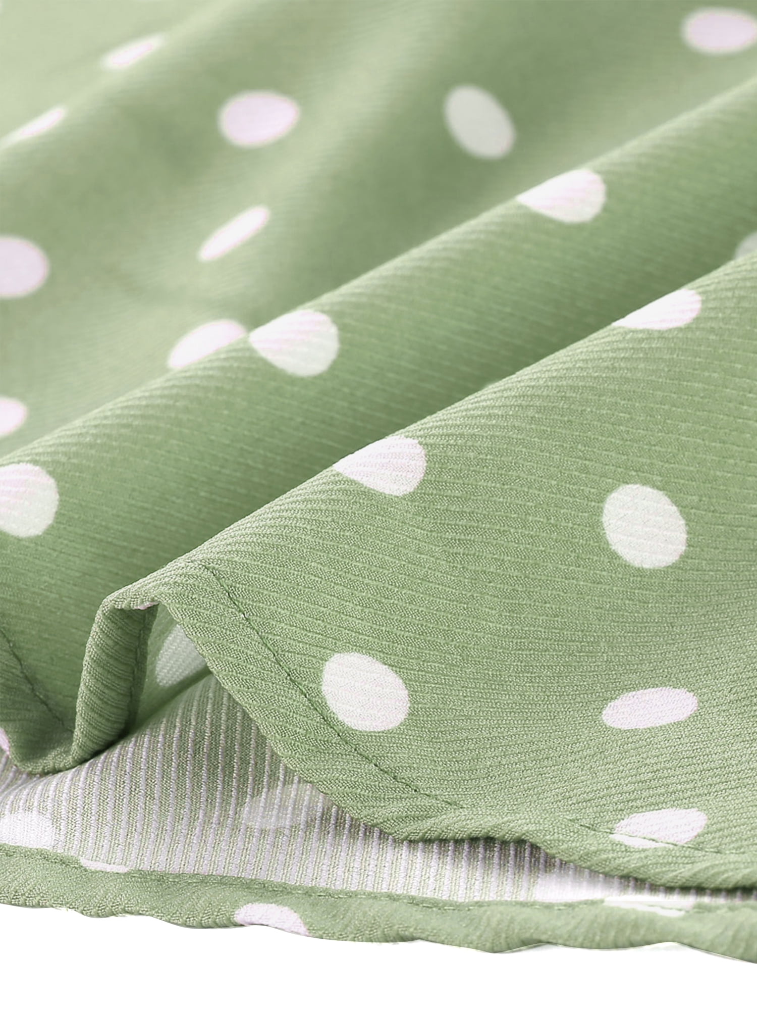 DARING DIVA Polka Dots Peter Pan Collar Above Knee Dress S Green