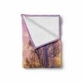 thumbnail image 2 of Forest Soft Flannel Fleece Blanket, Winter Landscape with Sunset and Frozen Trees Ice Weather Blizzard Cold Days Image, Cozy Plush for Indoor and Outdoor Use, 50" x 70", Pink White, by Ambesonne, 2 of 6