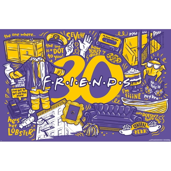 Friends 30th - Purple Wall Poster, 22.375" x 34"